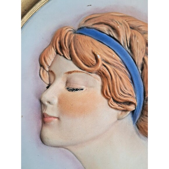 Vintage Duncan Ceramic 1975 Victorian Chalkware Erma Gilliland Duncan Wall Art - Picture 2 of 9